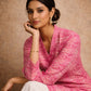 Rajwada Pink Silk Blend Printed Solid Kurti For Women