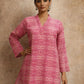 Rajwada Pink Silk Blend Printed Solid Kurti For Women