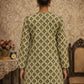 Rajwada Olive Green Silk Blend Printed Solid Kurti For Women