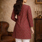 Rajwada Maroon Silk Blend Printed Solid Kurti For Women