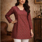 Rajwada Maroon Silk Blend Printed Solid Kurti For Women