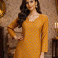 Rajwada Yellow Silk Blend Printed Solid Kurti For Women