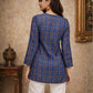 Rajwada Blue Silk Blend Printed Solid Kurti For Women