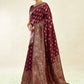 Rajwada Maroon Silk Blend Zari Work Saree For Women