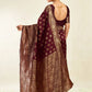 Rajwada Maroon Silk Blend Zari Work Saree For Women