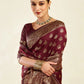 Rajwada Maroon Silk Blend Zari Work Saree For Women