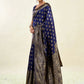 Rajwada Dark Blue Silk Blend Zari Work Saree For Women