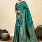 Rajwada Teal Green Silk Blend Zari Work Saree For Women