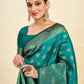 Rajwada Teal Green Silk Blend Zari Work Saree For Women