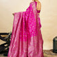 Rajwada Dark Pink Silk Blend Zari Work Saree For Women