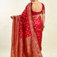 Rajwada Red Silk Blend Zari Work Saree For Women