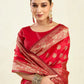 Rajwada Red Silk Blend Zari Work Saree For Women