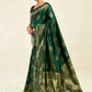 Rajwada Dark Green Silk Blend Zari Work Saree For Women