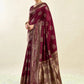 Rajwada Maroon Silk Blend Zari Work Saree For Women
