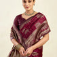 Rajwada Maroon Silk Blend Zari Work Saree For Women