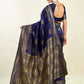 Rajwada Dark Blue Silk Blend Zari Work Saree For Women