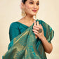 Rajwada Teal Green Silk Blend Zari Work Saree For Women