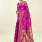 Rajwada Dark Pink Silk Blend Zari Work Saree For Women