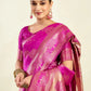 Rajwada Dark Pink Silk Blend Zari Work Saree For Women