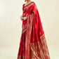 Rajwada Red Silk Blend Zari Work Saree For Women