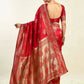 Rajwada Red Silk Blend Zari Work Saree For Women