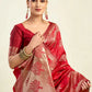 Rajwada Red Silk Blend Zari Work Saree For Women