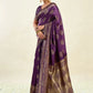 Rajwada Dark Purple Silk Blend Zari Work Saree For Women