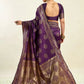 Rajwada Dark Purple Silk Blend Zari Work Saree For Women