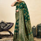 Rajwada Dark Green Silk Blend Zari Work Saree For Women