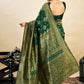 Rajwada Dark Green Silk Blend Zari Work Saree For Women