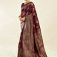 Rajwada Maroon Silk Blend Zari Work Saree For Women