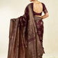 Rajwada Maroon Silk Blend Zari Work Saree For Women