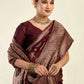 Rajwada Maroon Silk Blend Zari Work Saree For Women