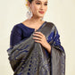 Rajwada Navy Blue Silk Blend Zari Work Saree For Women
