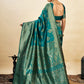 Rajwada Teal Green Silk Blend Zari Work Saree For Women