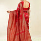 Rajwada Red Silk Blend Zari Work Saree For Women