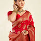 Rajwada Red Silk Blend Zari Work Saree For Women