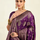 Rajwada Dark Purple Silk Blend Zari Work Saree For Women