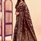 Rajwada Dark Maroon Silk Blend Zari Work Saree For Women