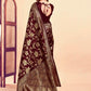 Rajwada Dark Maroon Silk Blend Zari Work Saree For Women