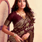 Rajwada Dark Maroon Silk Blend Zari Work Saree For Women