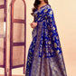 Rajwada Dark Blue Silk Blend Zari Work Saree For Women