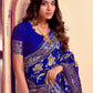 Rajwada Dark Blue Silk Blend Zari Work Saree For Women