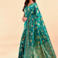 Rajwada Teal Green Silk Blend Zari Work Saree For Women