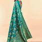 Rajwada Teal Green Silk Blend Zari Work Saree For Women