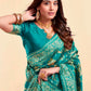 Rajwada Teal Green Silk Blend Zari Work Saree For Women