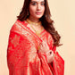 Rajwada Red Silk Blend Zari Work Saree For Women
