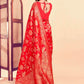 Rajwada Red Silk Blend Zari Work Saree For Women