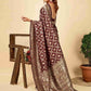 Rajwada Dark Maroon Silk Blend Zari Work Saree For Women