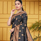 Rajwada Black And Gold Silk Blend Zari Work Saree For Women